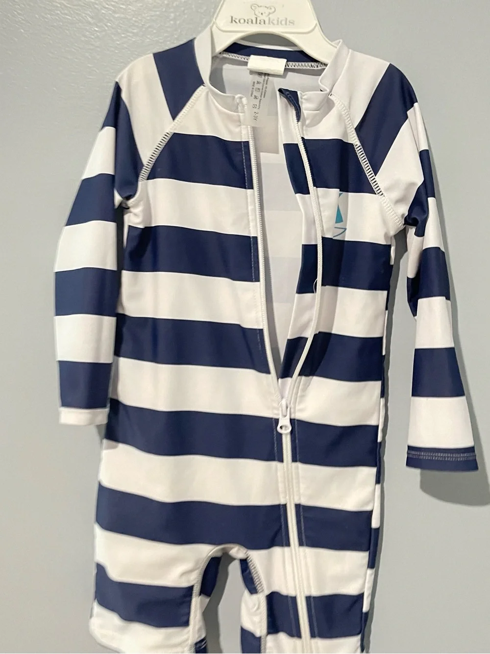 Shein | Toddler Boy | Size 2-3T | Navy + White Striped Baby Rash Guard One-Piece